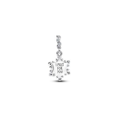 Charm Pandora Double Flocon de Neige Opalescent en argent, résine et oxydes de zirconium