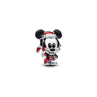 Charm Disney x Pandora Mickey en Tenue de Noël en argent et émail
