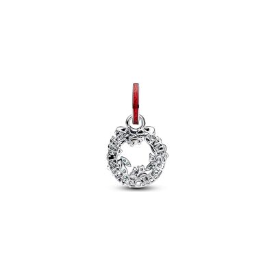 Charm Pandora Double Couronne de Noël en argent, émail et oxydes de zirconium