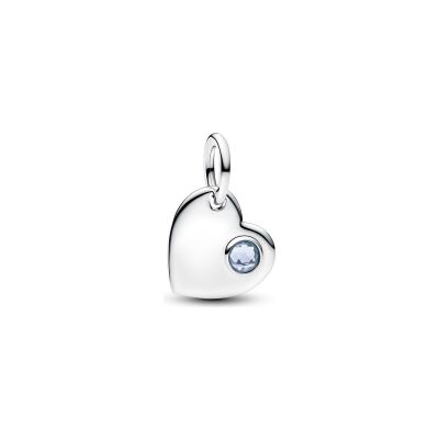 Charm Pandora Pierre Bleu Azur Cœur Gravable en argent et cristal de synthèse