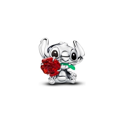 Charm Disney x Pandora Stitch en argent, émail et verre de Murano