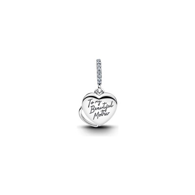 Charm Pandora Moments Double Beautiful Mother en argent, résine et oxydes de zirconium