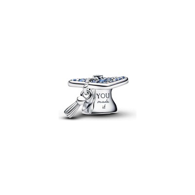 Charm Pandora Moments Chapeau de Diplômé 2026 Bleu Scintillant en argent et oxyde de zirconium