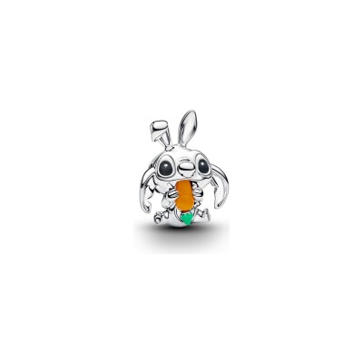 Charm Disney x Pandora Stitch Lapin de Pâques en argent, résine et quartz de synthèse