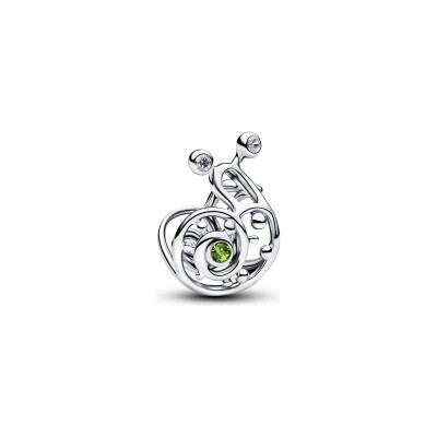Charm Pandora Moments Escargot ajouré en argent, cristal de synthèse vert et oxydes de zirconium