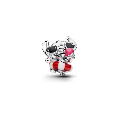 Charm Disney X Pandora Stitch Vacances d'été en argent, émail et verre de Murano