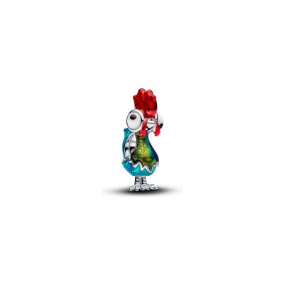 Charm Disney X Pandora Vaiana Heihei en argent, émail et verre de Murano