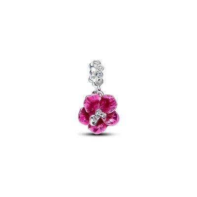 Charm Pandora Moments Hibiscus en argent, émail et oxydes de zirconium