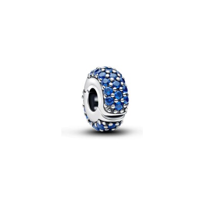 Charm Pandora Moments Clip Pierres Bleu Roi en argent, silicone et cristaux de synthèse