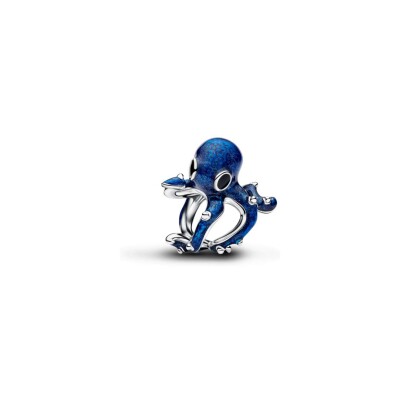 Charm Pandora Moments Poulpe Bleu en argent et émail