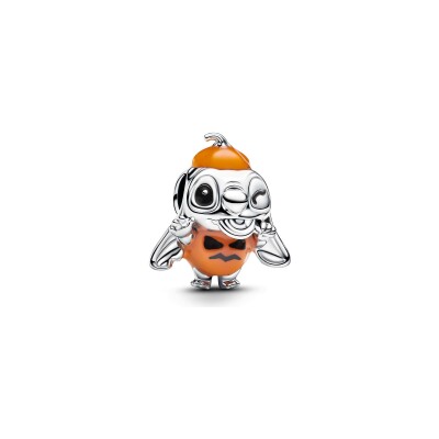 Charm Disney x Pandora Stitch Citrouille d’Halloween en argent et émail