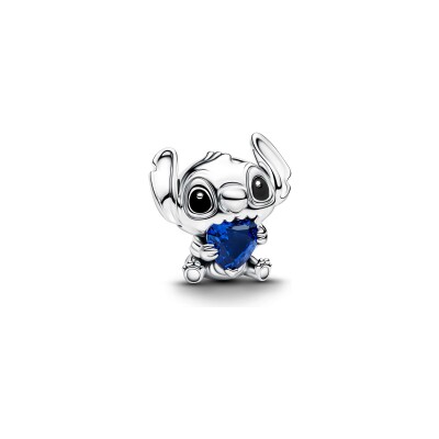 Charm Disney x Pandora Stitch Cœur Bleu en argent, émail et cristal