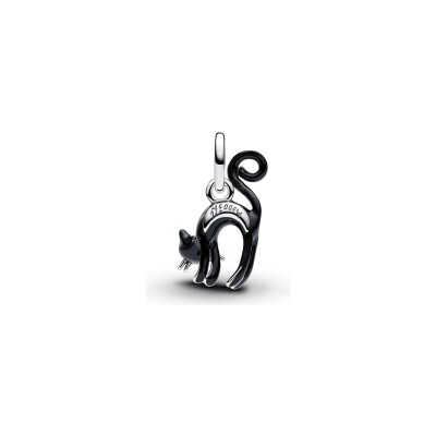 Charm Pandora Moments Chat Noir en argent et émail