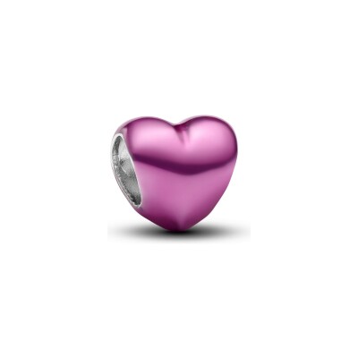 Charm Pandora Moments Mini Cœur Rose en argent et émail