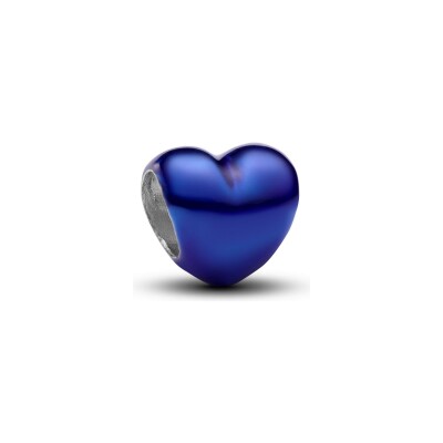 Charm Pandora Moments Mini Cœur Bleu en argent et émail