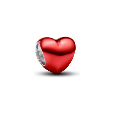 Mini charm Pandora Moments Cœur Rouge Métallisé en argent et émail