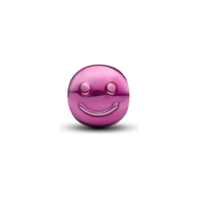 Charm Pandora Moments Mini Visage Souriant Rose en argent et émail