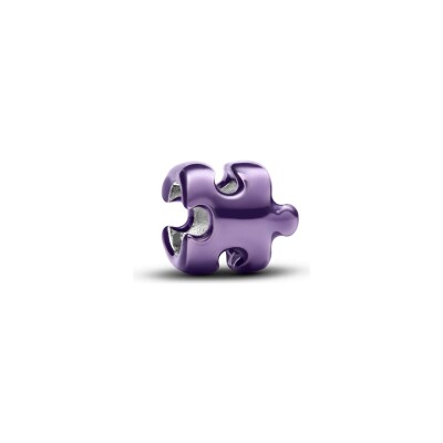 Charm Pandora Moments Mini Pièce de Puzzle Violette en argent et émail