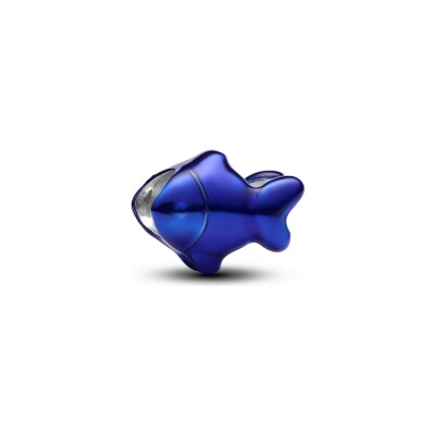Charm Pandora Moments Mini Poisson Bleu en argent et émail