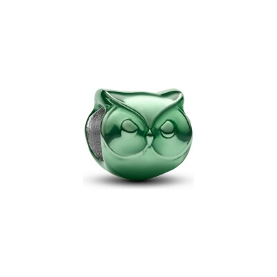 Charm Pandora Moments Mini Chouette Verte en argent et émail