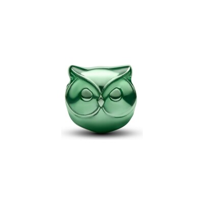 Charm Pandora Moments Mini Chouette Verte en argent et émail
