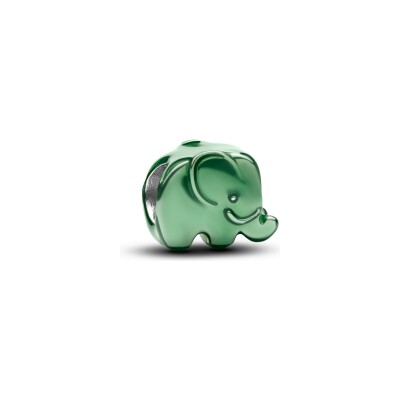 Charm Pandora Moments Mini Éléphant Vert en argent et émail