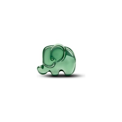 Charm Pandora Moments Mini Éléphant Vert en argent et émail