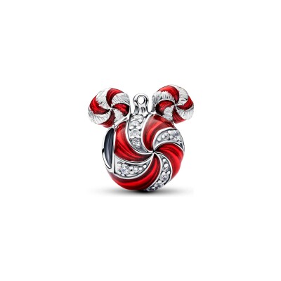Charm Disney X Pandora Boule de Noël Mickey en argent et oxyde de zirconium et émail