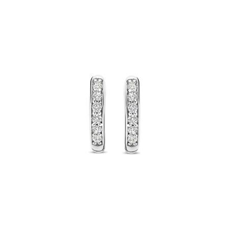 Boucles d'oreilles Ti Sento en argent plaqué platine et oxydes de zirconium