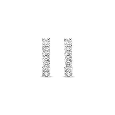 Boucles d'oreilles Ti Sento en argent plaqué platine et oxydes de zirconium