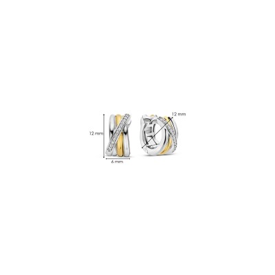 Boucles d'oreilles Ti Sento en argent doré, argent plaqué platine et oxydes de zirconium