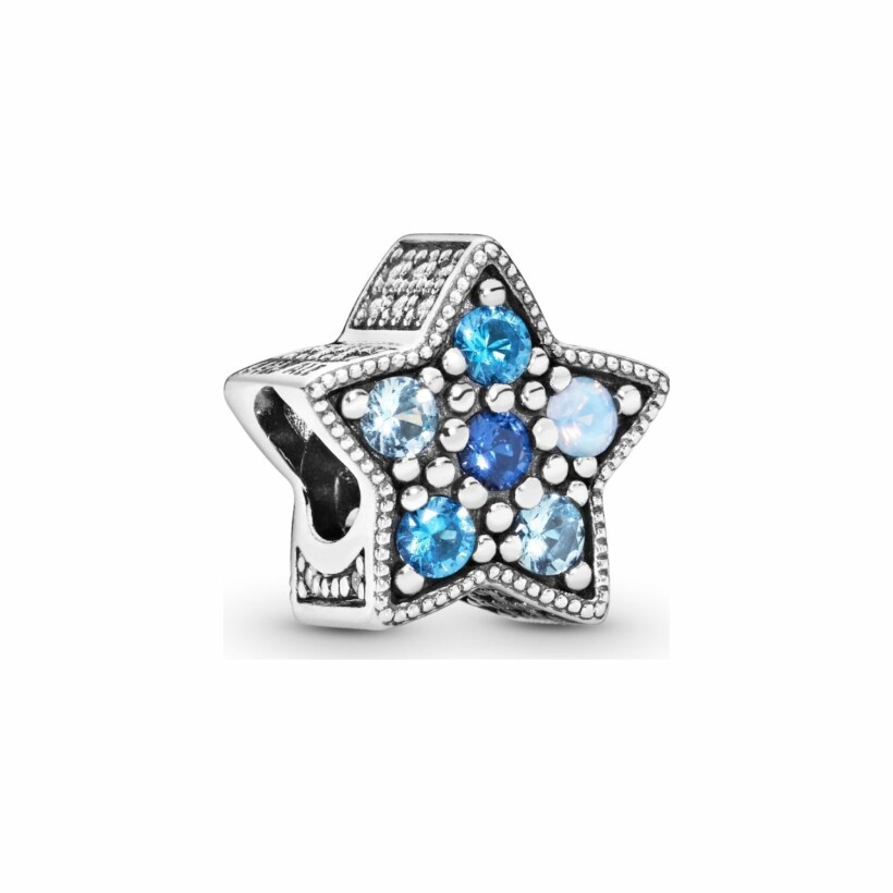 Charm Pandora Passions étoile bleue brillante en argent et cristal, oxyde de zirconium