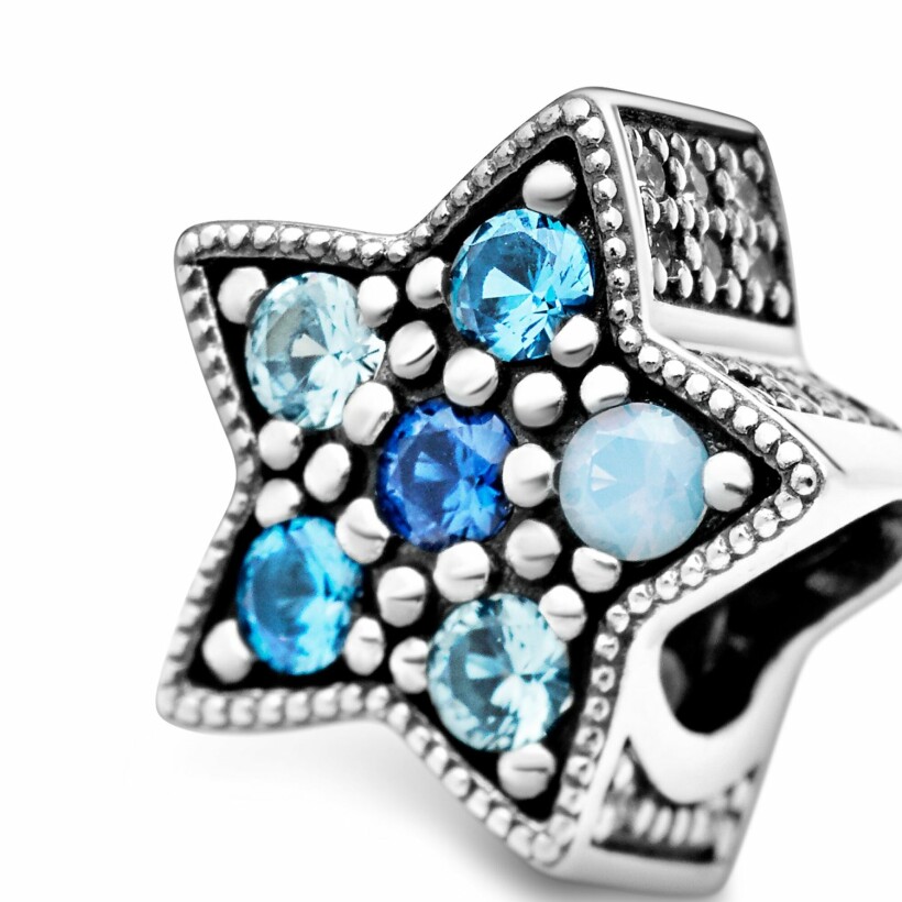 Charm Pandora Passions étoile bleue brillante en argent et cristal, oxyde de zirconium