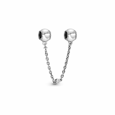 Charm Pandora People clip chaîne de confort cœurs en relief en argent et oxyde de zirconium