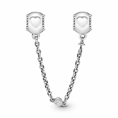 Charm Pandora People clip chaîne de confort cœurs en relief en argent et oxyde de zirconium