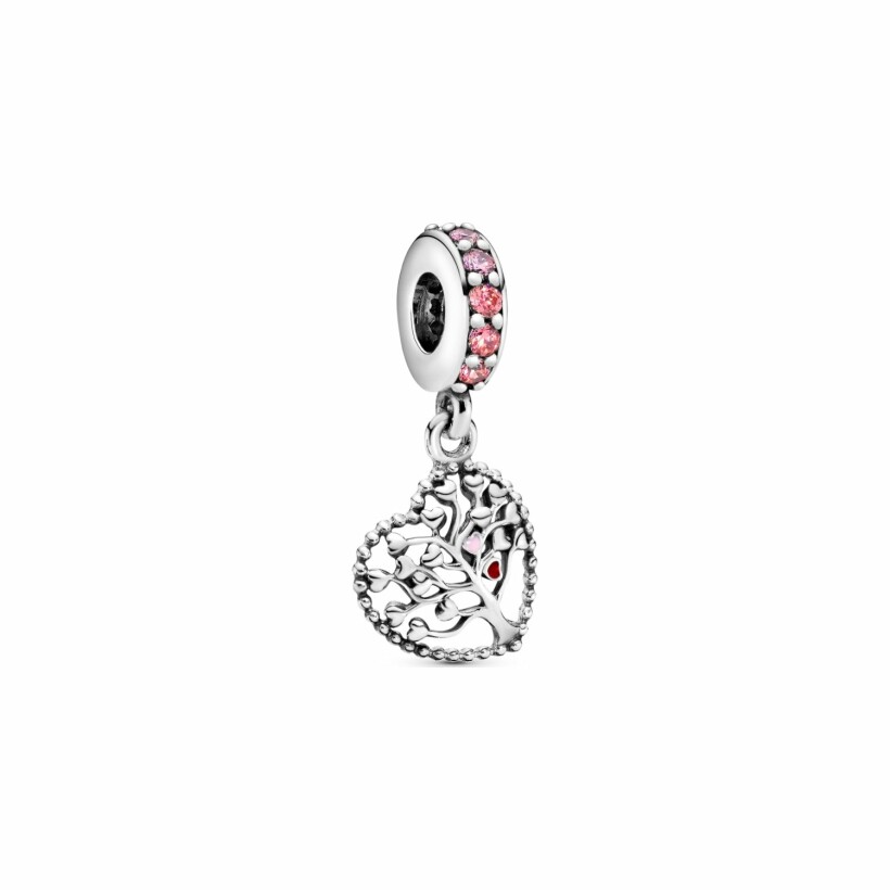 Charm Pandora People pendant arbre de vie rose en argent, résine et oxyde de zirconium