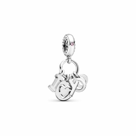 Charm Pandora People pendant lettres i love you (je t'aime) en argent et oxyde de zirconium