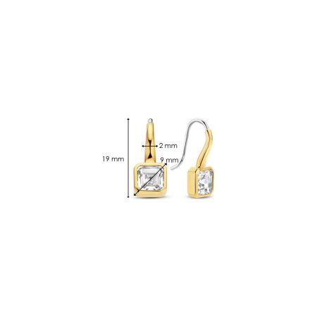 Boucles d'oreilles Ti Sento en argent doré, argent plaqué platine et oxydes de zirconium