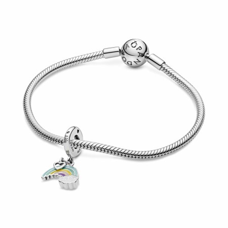 Charm Pandora Garden pendant arc-en-ciel et nuage en argent et résine