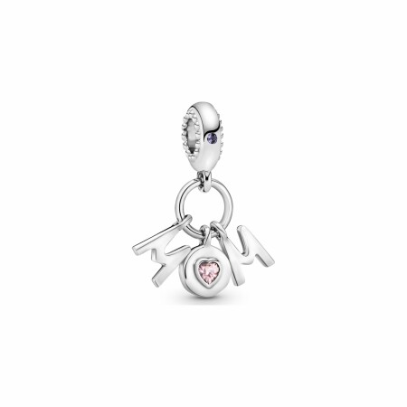 Charm Pandora People pendant lettres mum (maman) en argent et cristal