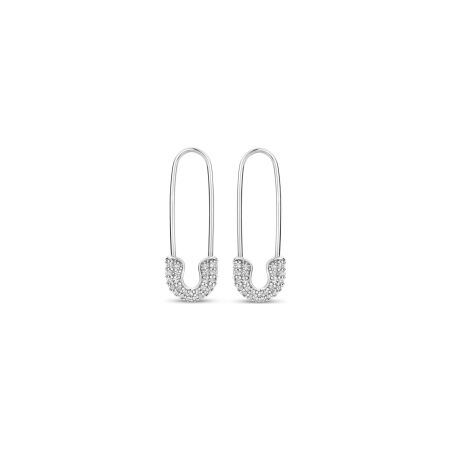 Boucles d'oreilles Ti Sento en argent plaqué platine et oxydes de zirconium