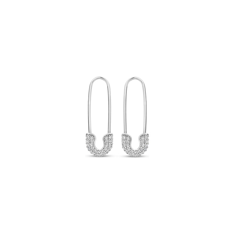 Boucles d'oreilles Ti Sento en argent plaqué platine et oxydes de zirconium