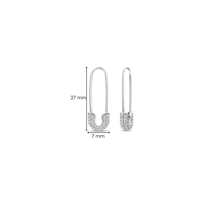 Boucles d'oreilles Ti Sento en argent plaqué platine et oxydes de zirconium