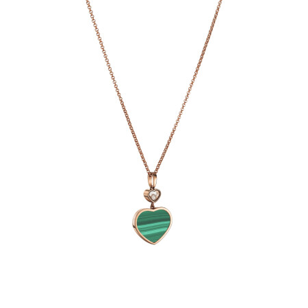 Chopard Happy Hearts necklace, rose gold, diamond and malachite