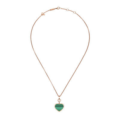 Pendentif Chopard Happy Hearts en or rose, diamant et malachite