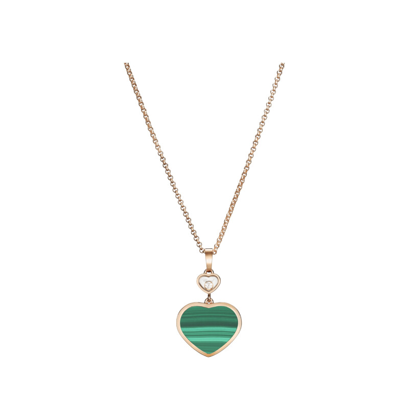 Chopard Happy Hearts necklace, rose gold, diamond and malachite