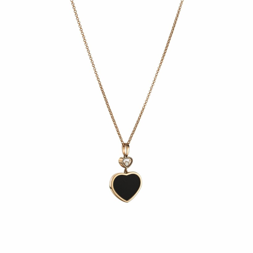 Chopard Happy Hearts Halskette aus Roségold, Diamant und Onyx