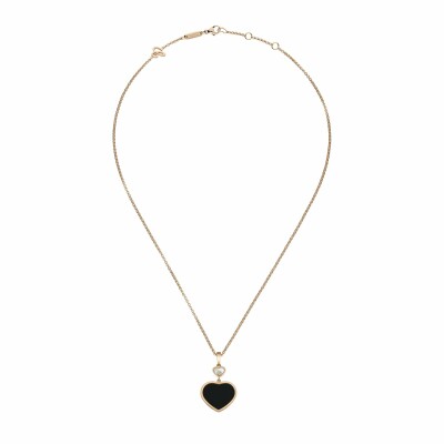 Collier Chopard Happy Hearts en or rose, diamant et onyx