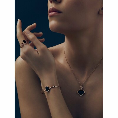 Collier Chopard Happy Hearts en or rose, diamant et onyx