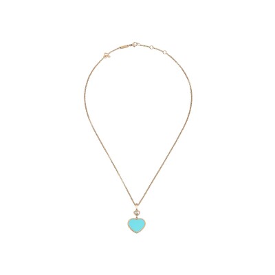 Pendentif Chopard Happy Hearts en or rose, diamant et turquoise